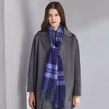 红豆 格子条纹英伦风保暖 山羊绒 绒线围巾 男女同款情侣款