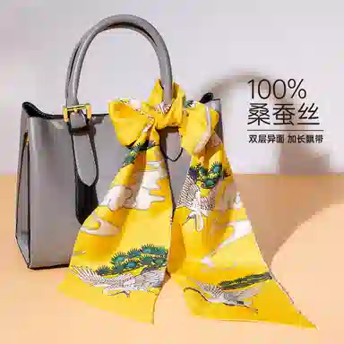 红豆 时尚绑包轻盈柔软经典设计简约大方 桑蚕丝 丝巾 女款