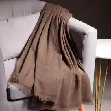 红豆 纯色柔软轻盈保暖 山羊绒 绒线围巾 男女同款情侣款