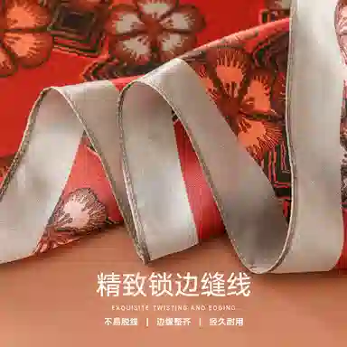 红豆 真丝素绉缎长巾 轻盈通透柔软围巾 经典花型设计 简约大方 桑蚕丝 丝巾 女款