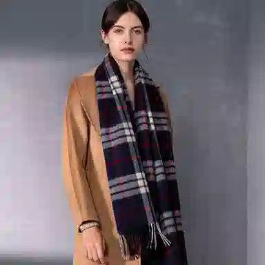 红豆 品牌方格格子条纹经典百搭保暖 羊毛 绒线围巾 男女同款情侣款