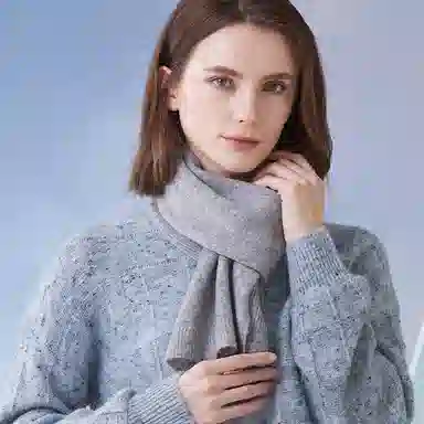 红豆 简约时尚柔软优雅百搭保暖 羊毛 绒线围巾 男女同款情侣款