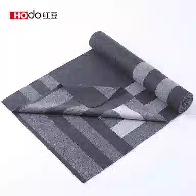 红豆 保暖加厚经典英伦格 羊毛 绒线围巾 男款