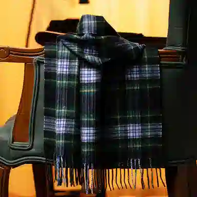 红豆 复古经典格纹时尚百搭 山羊绒 绒线围巾 男女同款情侣款