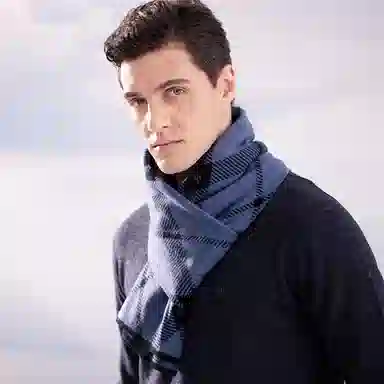 红豆 简约优雅舒适时尚百搭 绵羊毛 绒线围巾 男款