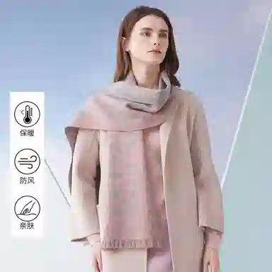 红豆 字母提花绣花保暖粉灰 羊毛 绒线围巾 男女同款情侣款