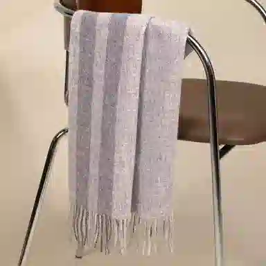 红豆 品牌格子条纹百搭温暖灰色 羊毛 绒线围巾 男女同款情侣款