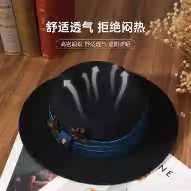 红豆 遮阳帽春夏户外防紫外线可折叠草帽太阳帽 聚酯纤维 防晒帽 女款