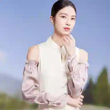 红豆 真丝冰袖春夏缎面顺滑宽松复古遮阳袖套 桑蚕丝 防晒袖 女款