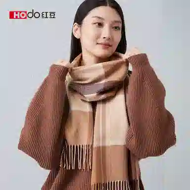 红豆 保暖加厚简约简单英伦格时尚 羊毛 绒线围巾 女款