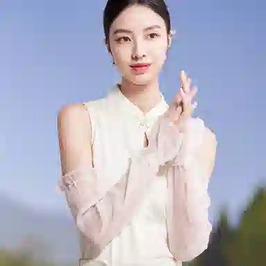 红豆 遮阳透气珍珠纱 桑蚕丝 防晒袖 女款