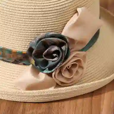 红豆 遮阳帽春夏户外防紫外线草帽可折叠太阳帽轻便百搭 聚酯纤维 防晒帽 女款