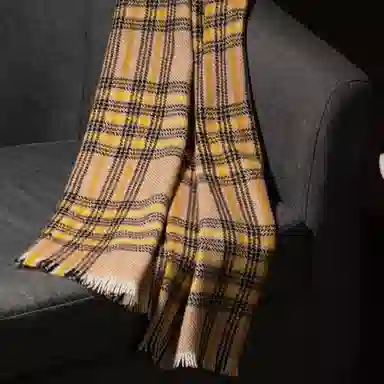 红豆 复古经典格纹休闲百搭 羊绒 绒线围巾 男女同款情侣款