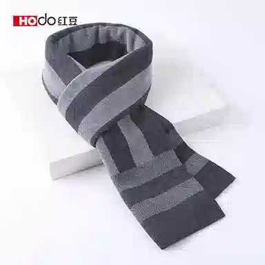 红豆 保暖加厚经典英伦格 羊毛 绒线围巾 男款