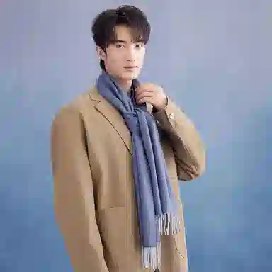 红豆 纯色柔软舒适优雅百搭 山羊绒 绒线围巾 男款