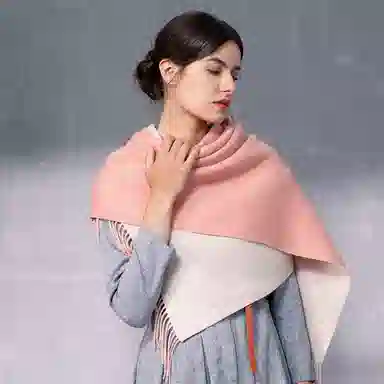 红豆 高级优雅保暖舒适简约经典 混纺 绒线围巾 男女同款情侣款