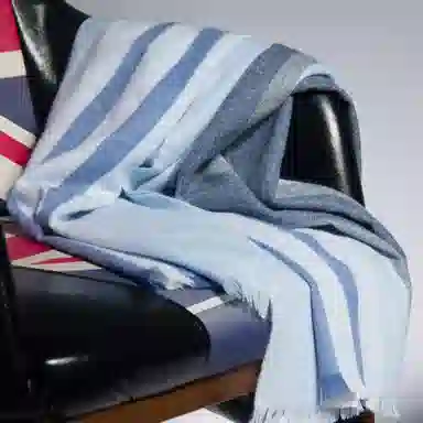 红豆 条纹舒适时尚百搭保暖 羊绒 绒线围巾 男女同款情侣款