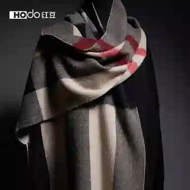 红豆 保暖百搭格纹时尚简约经典英伦格子 羊毛 绒线围巾 女款