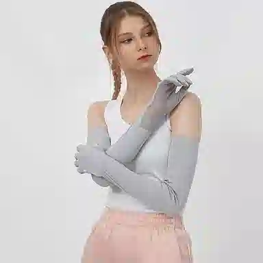 红豆 长款网格透气遮阳冰丝袖套可触屏 聚酯纤维 防晒袖 男女同款情侣款