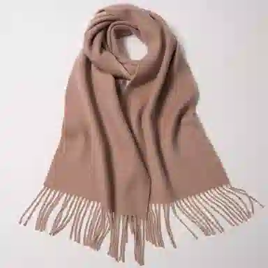 红豆 简约舒适百搭纯色柔软 羊绒 绒线围巾 男女同款情侣款