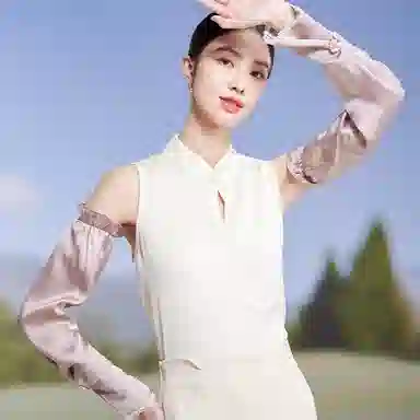 红豆 真丝冰袖春夏缎面顺滑宽松复古遮阳袖套 桑蚕丝 防晒袖 女款