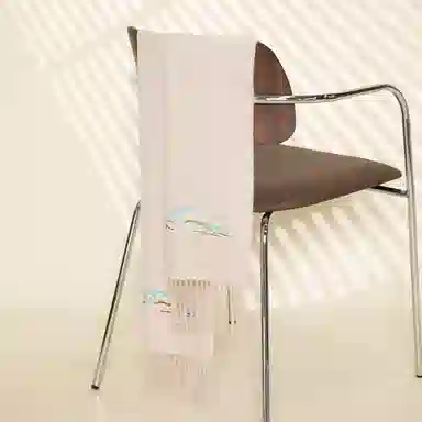 红豆 品牌时尚百搭保暖刺绣山水五福临门玉兰荷花云山龟背竹 羊毛 围巾 男女同款情侣款