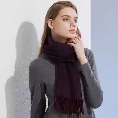 红豆 牌绒毛混纺毛笔字提花 羊毛 绒线围巾 男女同款情侣款