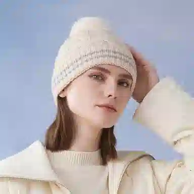 红豆 品牌毛球可爱甜美护耳防寒针织 羔羊毛 绒线帽 男女同款情侣款