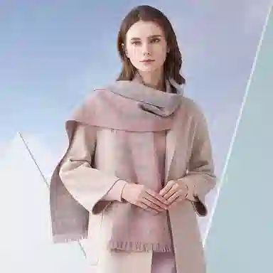 红豆 字母提花绣花保暖粉灰 羊毛 绒线围巾 男女同款情侣款