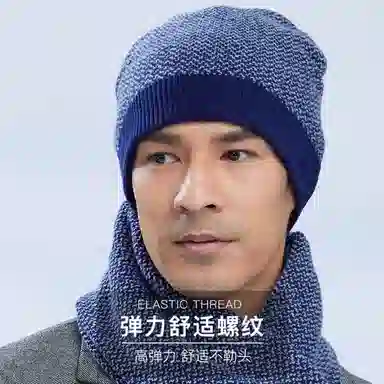 红豆 品牌简约针织保暖防风防寒冷帽 羔羊毛 绒线帽 男款