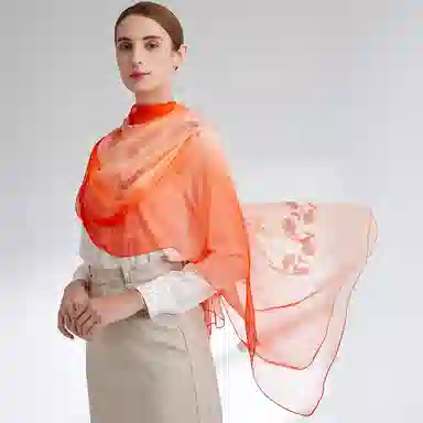 红豆 真丝时尚长巾 轻盈柔软 简约大方 桑蚕丝 丝巾 女款