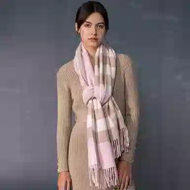 红豆 品牌方格格子条纹经典百搭保暖 羊毛 绒线围巾 男女同款情侣款