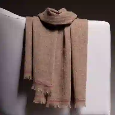 红豆 纯色柔软轻盈保暖 山羊绒 绒线围巾 男女同款情侣款