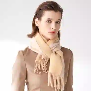 红豆 品牌亮色拼色撞色保暖 山羊绒 绒线围巾 男女同款情侣款