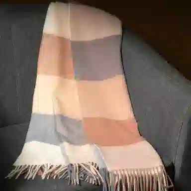 红豆 柔软舒适百搭经典格纹时尚 羊毛 绒线围巾 男女同款情侣款