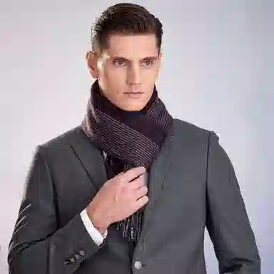 红豆 时尚柔软百搭舒适  山羊绒 绒线围巾 男款