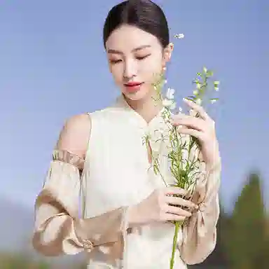 红豆 真丝冰袖春夏缎面顺滑宽松复古遮阳袖套 桑蚕丝 防晒袖 女款