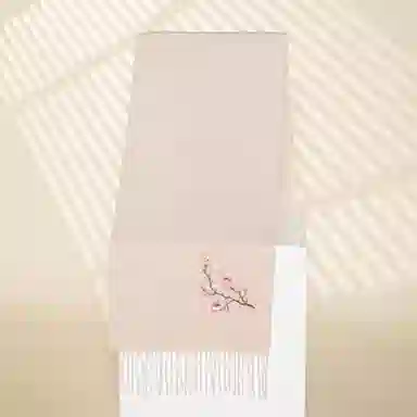 红豆 品牌时尚百搭保暖刺绣山水五福临门玉兰荷花云山龟背竹 羊毛 围巾 男女同款情侣款