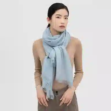 红豆 简约纯色轻盈舒适保暖时尚百搭 羊毛 绒线围巾 男女同款情侣款