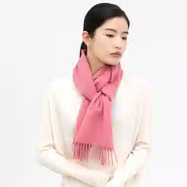 红豆 简约轻盈时尚百搭优雅 山羊绒 绒线围巾 男女同款情侣款