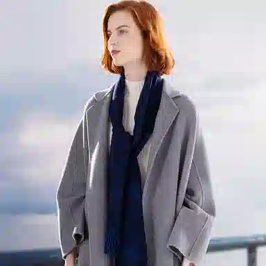 红豆 品牌印染蓝色质感 山羊绒 绒线围巾 男女同款情侣款