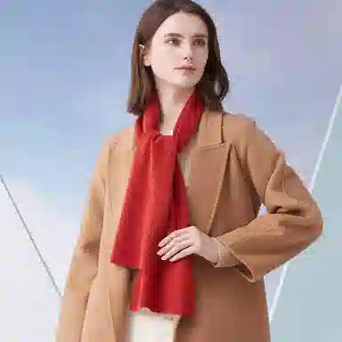 红豆 简约时尚柔软优雅百搭保暖 羊毛 绒线围巾 男女同款情侣款