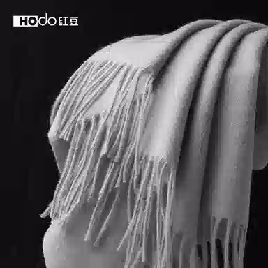 红豆 保暖加厚加宽加长纯色 羊毛 绒线围巾 女款