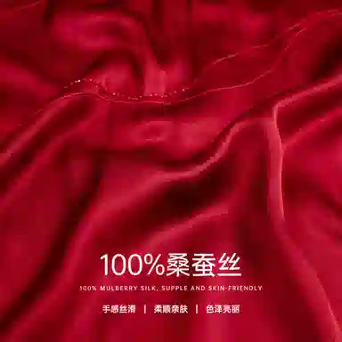 红豆 顺滑亲肤缎面 桑蚕丝 丝巾 女款
