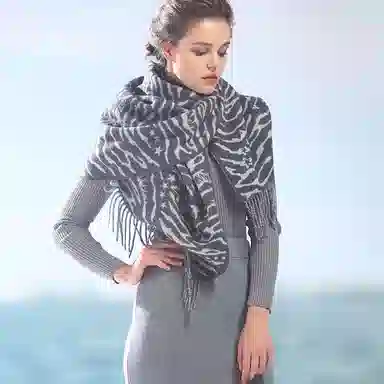 红豆 个性保暖舒适柔软花纹 羊毛 绒线围巾 男女同款情侣款