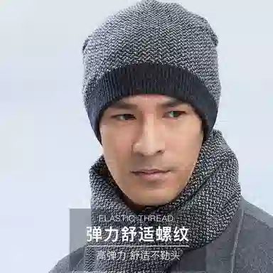 红豆 品牌简约针织保暖防风防寒冷帽 羔羊毛 绒线帽 男款