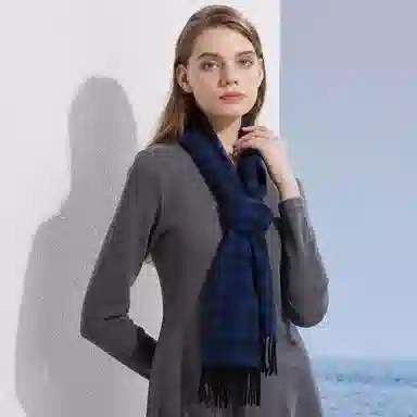 红豆 撞色时尚百搭经典温暖 羊绒 绒线围巾 男女同款情侣款