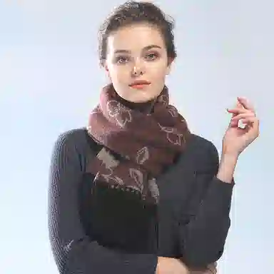 红豆 时尚柔软大气百搭 羊毛 绒线围巾 男女同款情侣款