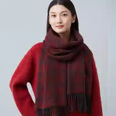 红豆 品牌撞色柔软时尚保暖 山羊绒 围巾 男女同款情侣款