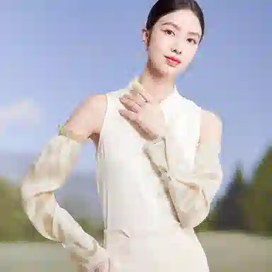 红豆 真丝冰袖春夏缎面顺滑宽松复古遮阳袖套 桑蚕丝 防晒袖 女款